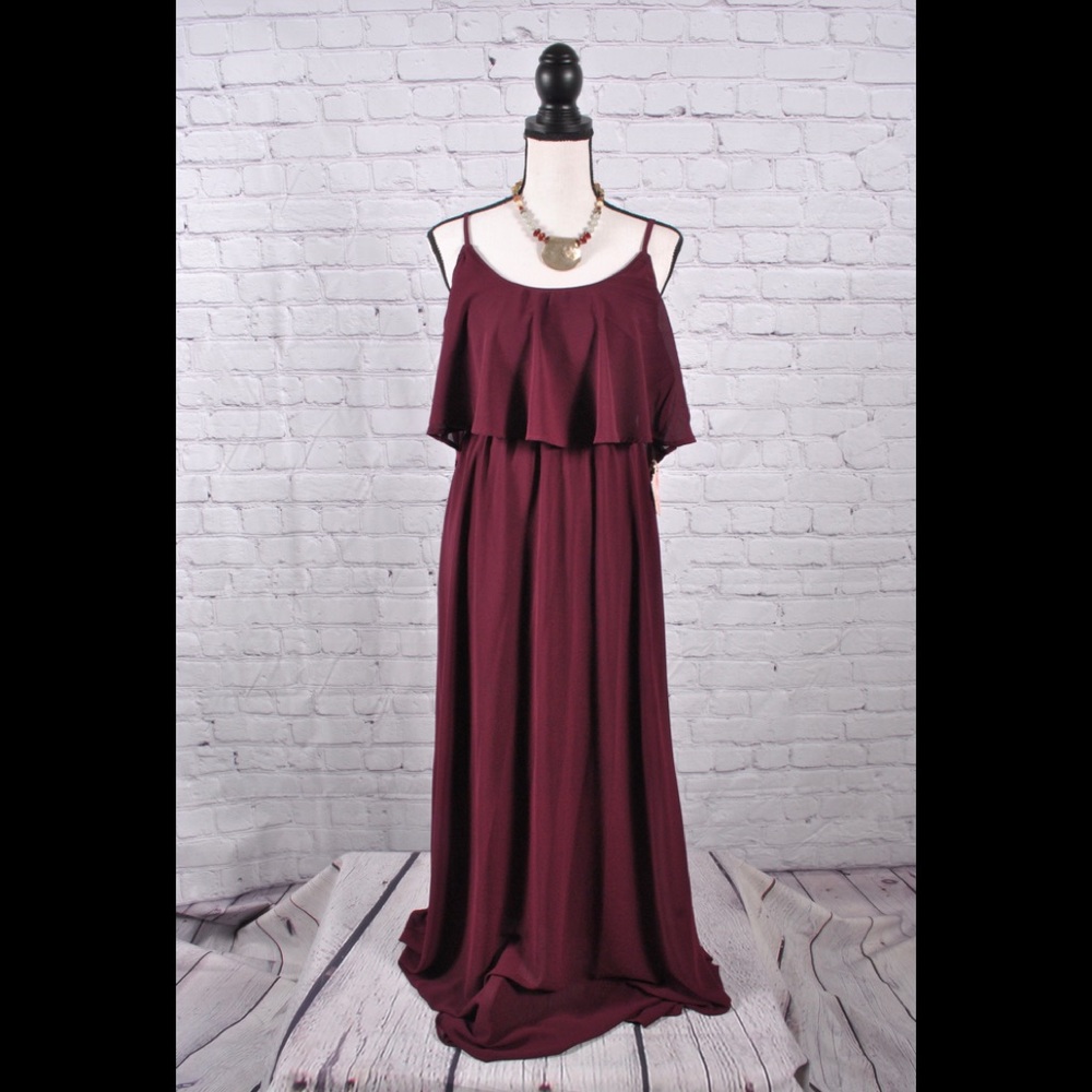 Show Me Your Mumu Merlot Caitlin Ruffle Size Large - Picture 3 of 7